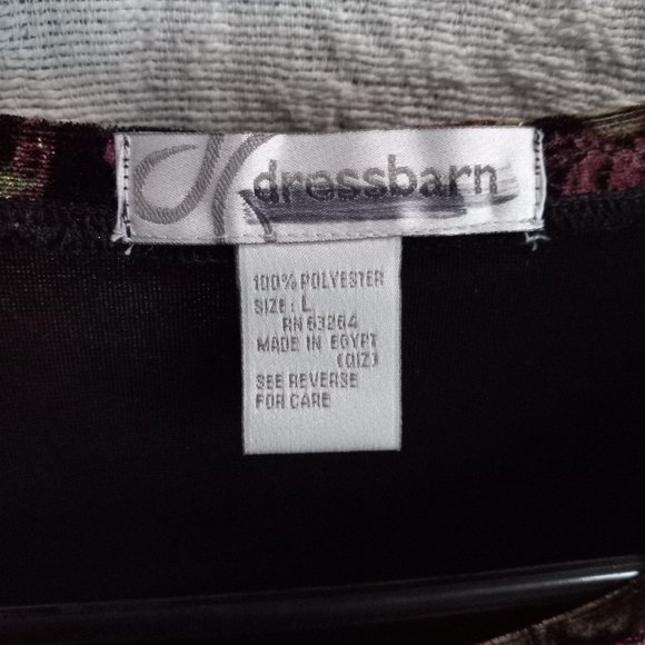 Dress Barn Elegant Stretch Velveteen Floral Pattern Long Sleeved Blouse Top Sz L - Picture 10 of 11
